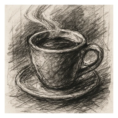 a cup of coffee in pencil sketch style sticker