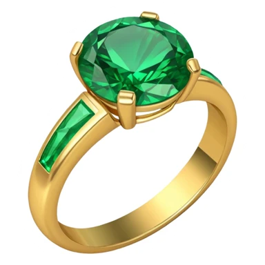 wedding ring with a emerald green stone sticker