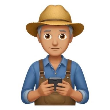 a simple and expressive emoji of a farmer holding a smartphone sticker