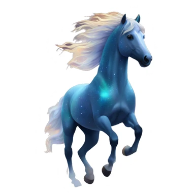 Ethereal glittering iridescent rich chestnut horse galloping through constellations and nebulas sticker