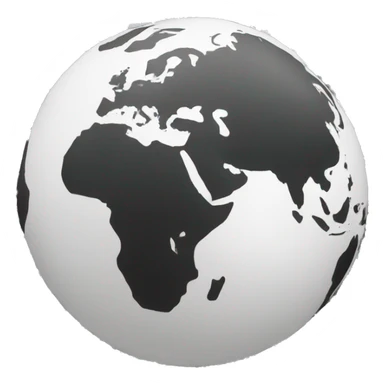 black and white world globe sticker