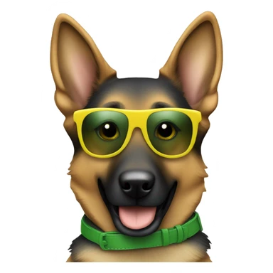 Slim German shepherd with green-yellow belt and sunglasses and hair colour gray-brown  sticker