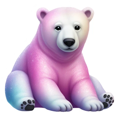 Pink ombre full body  polar bear lying down with glitter sticker