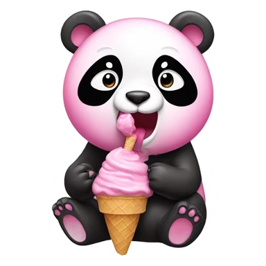 Pink Panda eating ice cream sticker