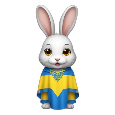 rabbit in a Ukrainian flag costume sticker