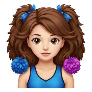 cheerleader with long brown hair and 2 pom poms sticker