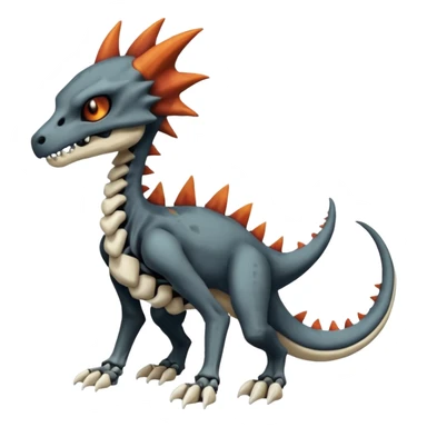 Skeletal Cubone-Salandit-Marowak-Poochyena-Litten-Fakémon-hybrid-creature (full body), 4 legs sticker