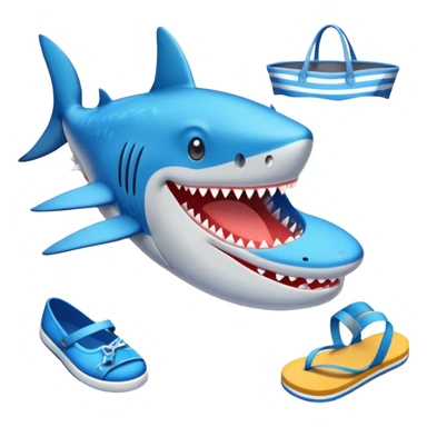 Tiburón con zapatos azules en la playa sticker