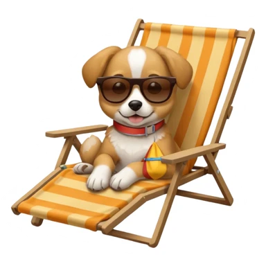 dog lying beside beach on chair with sunglasses sticker