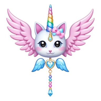 Kawaii decora cutecore starlight staff with wings and cute unicorn cat charms sticker