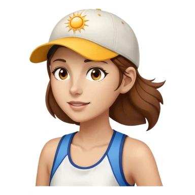 runner girl with brown hair baseball cap sun and music notes  sticker