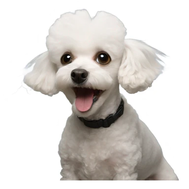 Small white poodle in a tornado show the tornado sticker