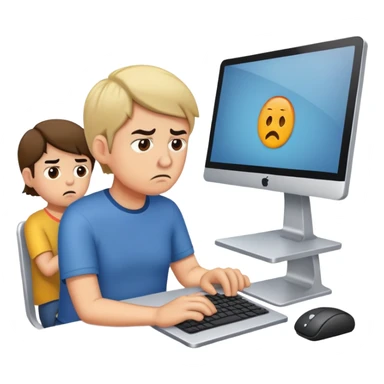 children stray at home annoying and bothering the parent's work at the computer sticker