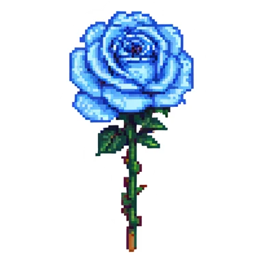 blue rose, simple icon, pixel art style sticker
