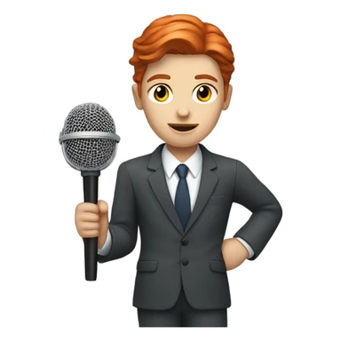 Red hair white skin news reporter holding a stick mic sticker
