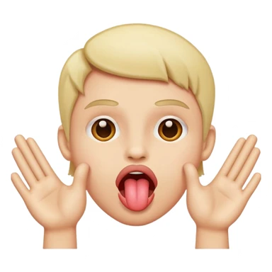 normal emoji tougne out and two hands outwards sticker