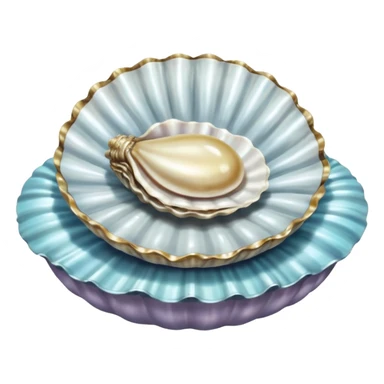charming baby oyster from Alice in Wonderland, resting on a shimmering shell bed sticker