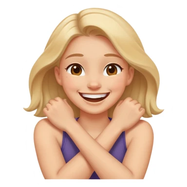 Arms crossed around neck laughing girl sticker