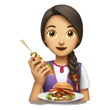 turkish girl eating a kebab sticker