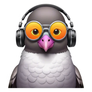  pigeon as dj. Wearing neon glasses  sticker