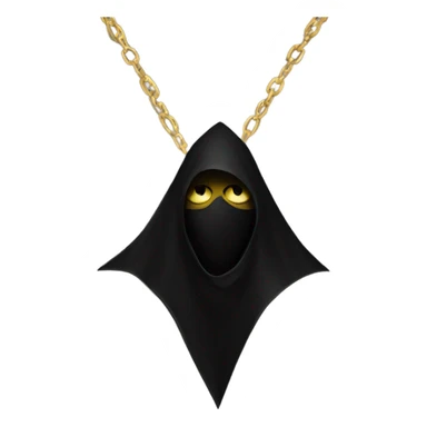 illuminati shadow figure standing in black cloak with gold triangle necklace sticker
