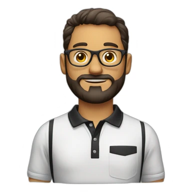 Homem de camisa polo branca, negro, careca e sem barba, usando óculos  sticker