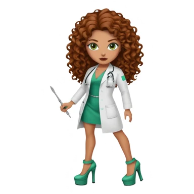 Sensual Spanish Lilith core evil surgeon. Surgeon has green eyes brown long curly hair with 7 inch platform heels.she is a  Surgeon that works for the cartel sticker