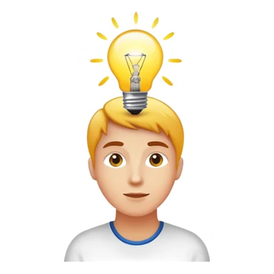 person with light bulb above head, healthy glowing person sticker