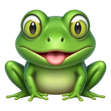 Very cartoony green frog with exaggerated features, big bulging cross-eyes, and long tongue sticking out, silly comic expression sticker