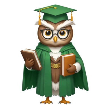 owl professor in green cloak graduation sticker