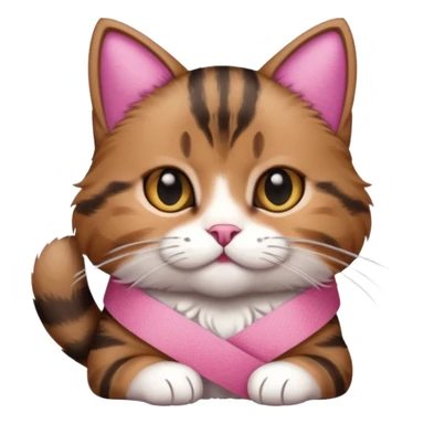 a  brown and black tabby cat, with a pink bandage on her front paw, sticker