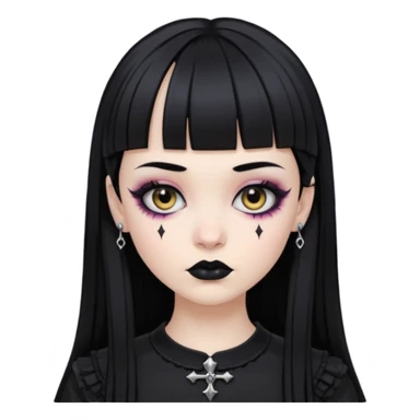 Faça uma moça de cabelo preto e micro franja pálida e com maquiagem gótica sticker