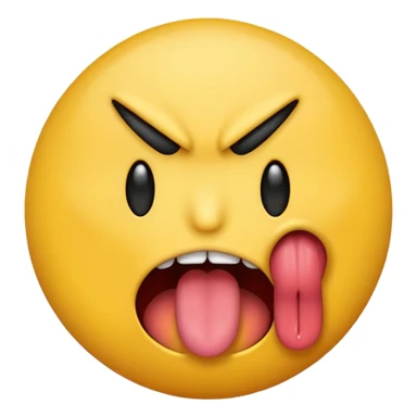 an angry emoji with his tounge sticking out sticker