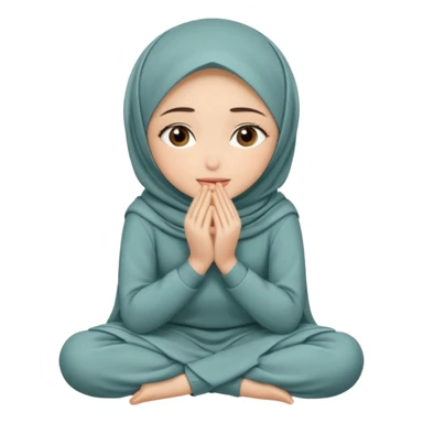 Hijabi girl sitting and hiding her face from her hands sticker