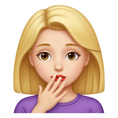 girly kissing shy face sticker
