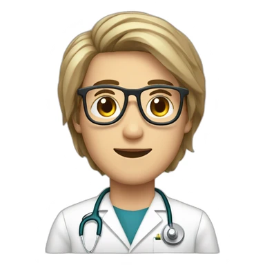 doctor, joven, cabello corto, rubio, con lentes sticker