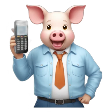un cochon qui joue au telephone sticker