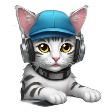 dj-cat-with-macbook sticker