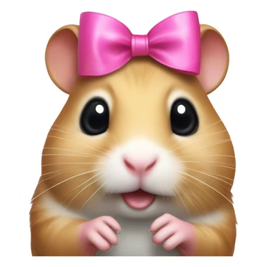 A hamster with a pink bow on its head with the pleading eyes  sticker
