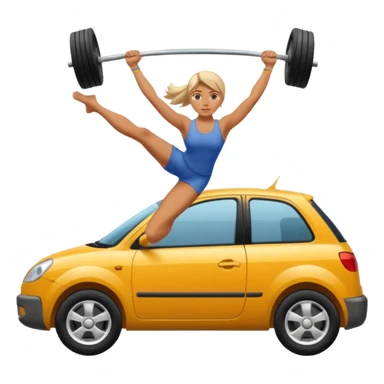 Barefoot woman lifting up a car sticker