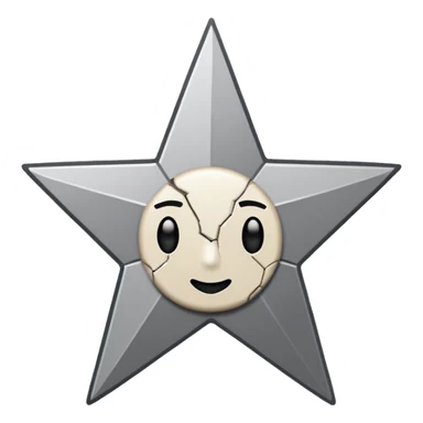 Minimalist emoji-style sticker of a cracked Walk of Fame star with a faint claw mark coming from below, grayscale and ash tones


 sticker