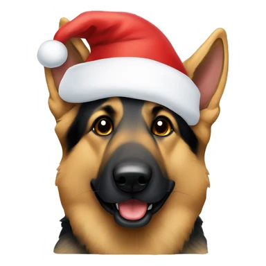 German shepherd with a Santa hat sticker