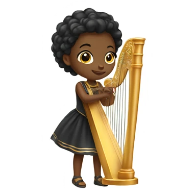 Pretty black girl in dress playing the harp  sticker