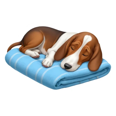 A basset hound sleeping on a blanket sticker