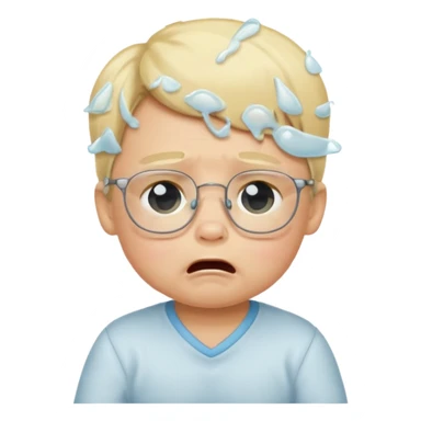 blond baby boy crying with glasses sticker