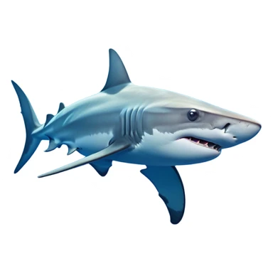 Cinematic Noble Hammerhead Shark Portrait Emoji, Poised and regal, with a broad, flattened hammer-shaped head, wide-set eyes, and a streamlined, powerful body gliding through deep blue waters, Simplified yet sharp and sophisticated features, highly detailed, glowing with a cool, oceanic luminescence, high shine, intelligent and commanding, stylized with an air of marine authority, focused and vigilant, soft glowing outline, capturing the essence of a watchful and confident predator that appears ready to glide out of the screen with effortless power! sticker