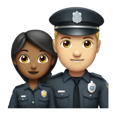 Civil Girl and police man with dark grey uniform sticker