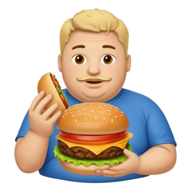 fat guy holding burger sticker