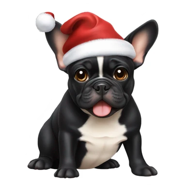 Black and tan French bulldog in Santa hat sticker