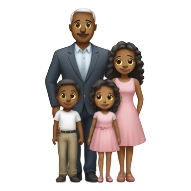 Mom and dad and three daughters white sticker